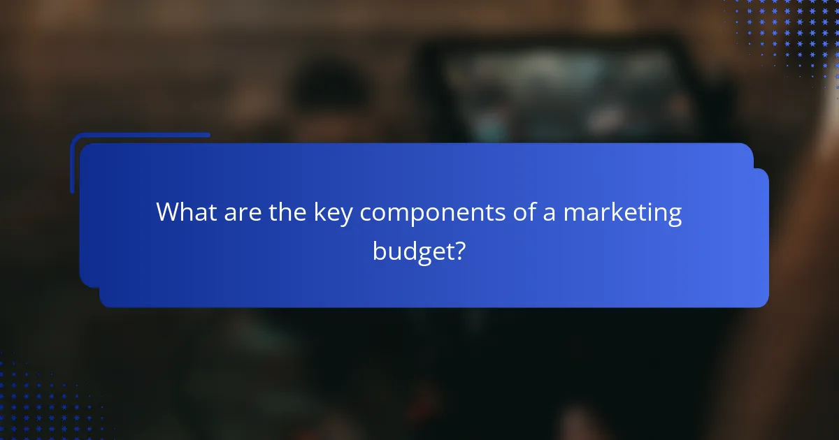 What are the key components of a marketing budget?